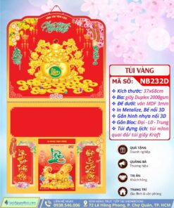 Bìa Lò Xo Giữa Dán Nổi Túi Vàng
