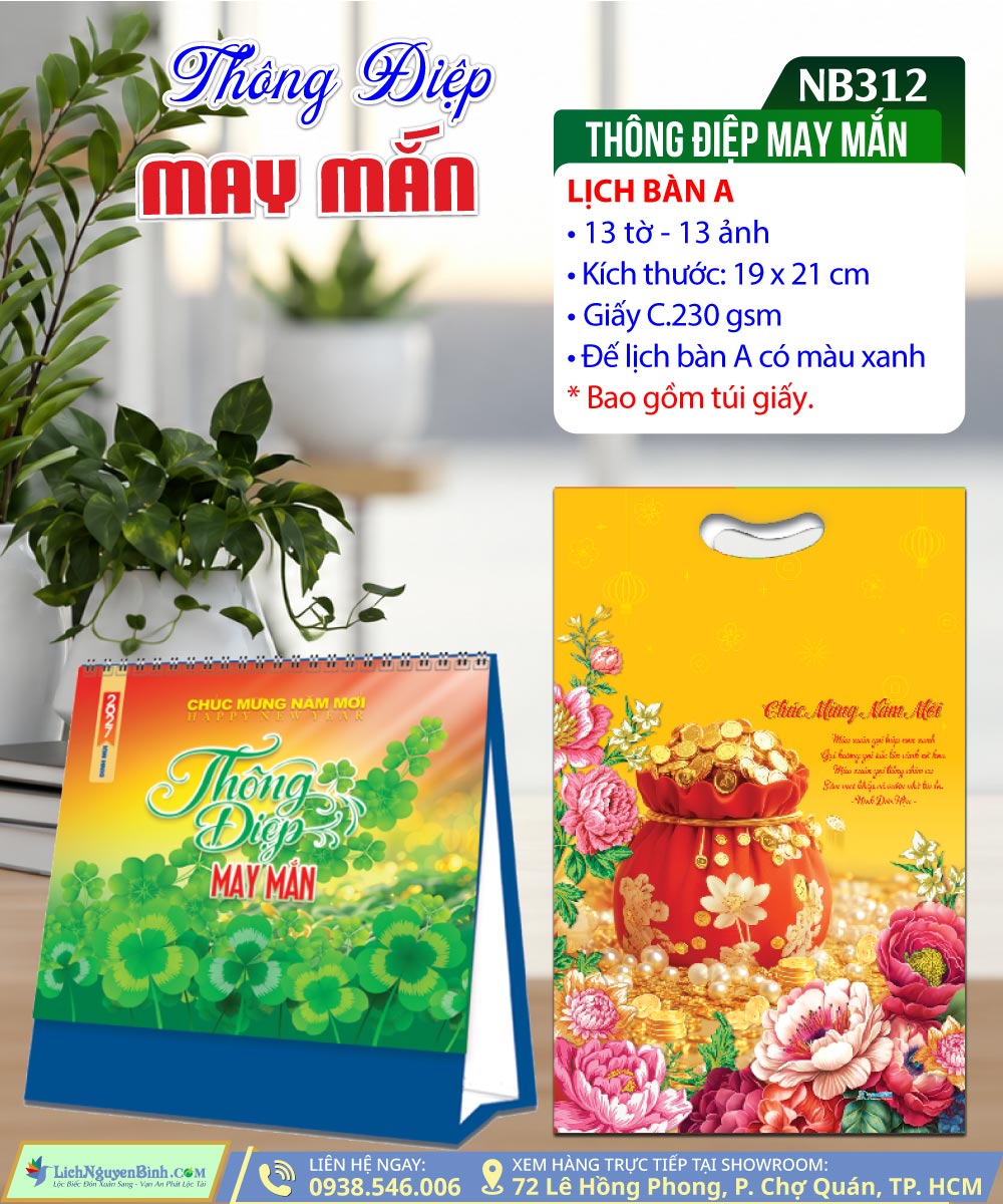 Lịch Để Bàn Thông Điệp May Mắn